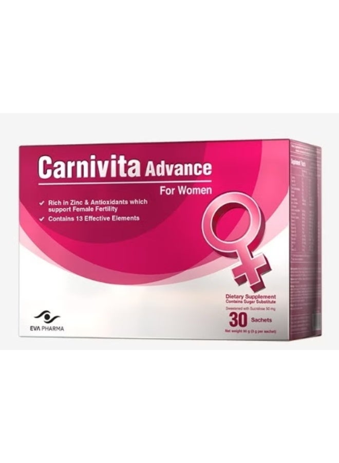 Carnivita Advance for Women – Complete Formula with L-Carnitine and Zinc – 30 Sachets