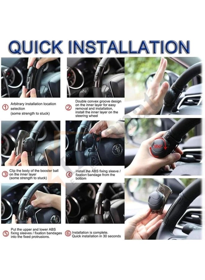 Hasanat Essentials Car Steering Wheel Power Holder Knob Spinner 360Â° Rotation Driving Steering Wheel Knob (Black) - Image 4