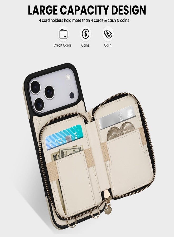 Keallce for Phone 6.9'' Wallet Case, RFID Blocking Card Holders, Flip Leather Case for Phone, Beige - Image 2