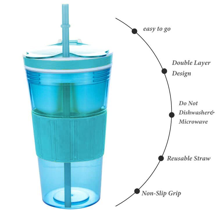 CaySep Women Men Snack and Drink Cup Kid's Combo All-in-One Tumbler for On-The-Go (Blue Pack of 1) - Image 4