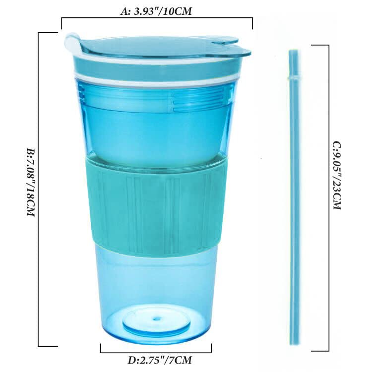 CaySep Women Men Snack and Drink Cup Kid's Combo All-in-One Tumbler for On-The-Go (Blue Pack of 1) - Image 3