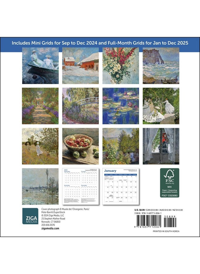 Ziga Media Monet Mini Wall Calendar 2025, 7" X 7"  - Image 4