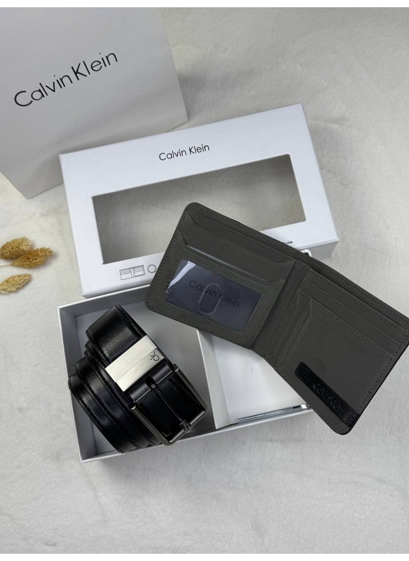 CALVIN KLEIN JEANS PLUS Calvin Klein Jeans Men's Leather Belt and Wallet Set - Black  - Image 3