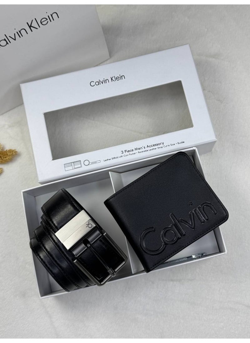 CALVIN KLEIN JEANS PLUS Calvin Klein Jeans Men's Leather Belt and Wallet Set - Black  - Image 4