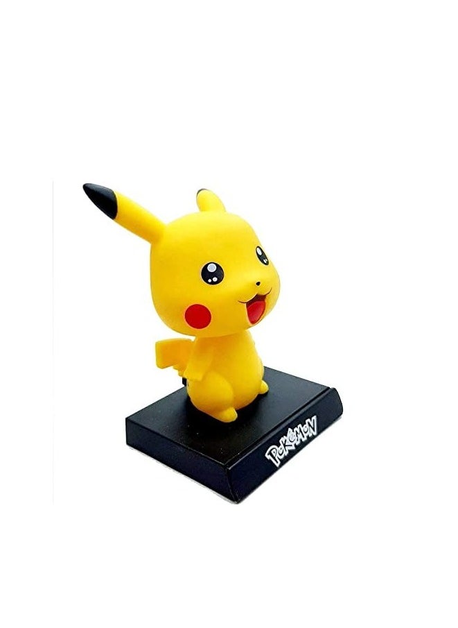 Pikachu Pokemon Action Figure Limited Edition, Fictional Creature|Pokemon Series Character| Bobblehead with Mobile Holder for Car Dashboard, Office Desk & Study Table