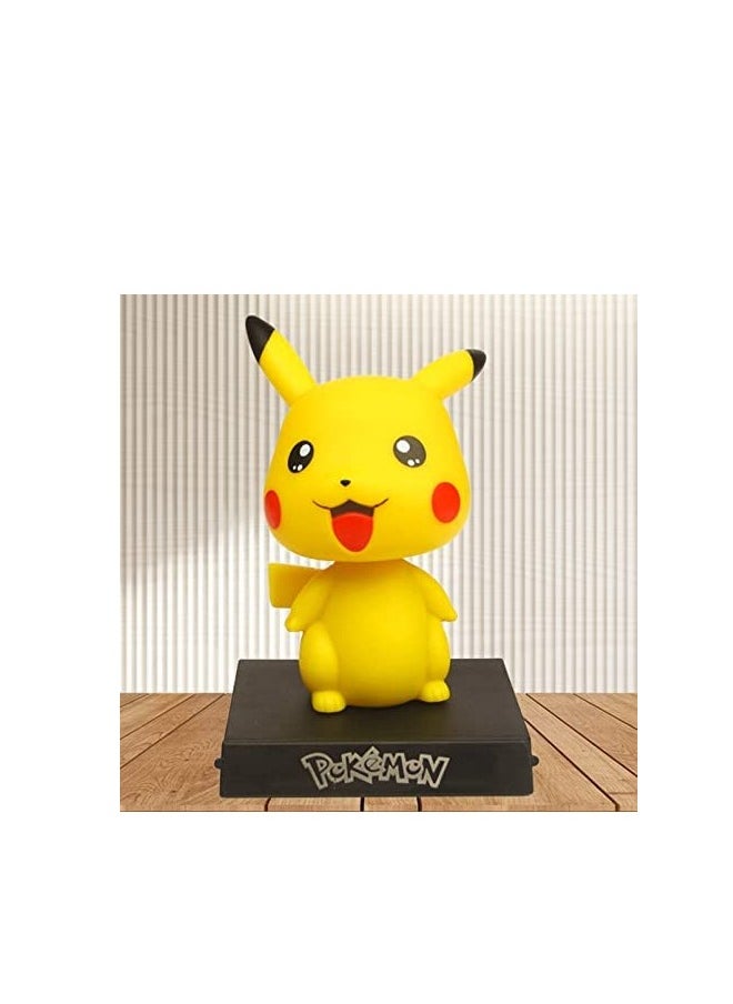 Pikachu Pokemon Action Figure Limited Edition, Fictional Creature|Pokemon Series Character| Bobblehead with Mobile Holder for Car Dashboard, Office Desk & Study Table