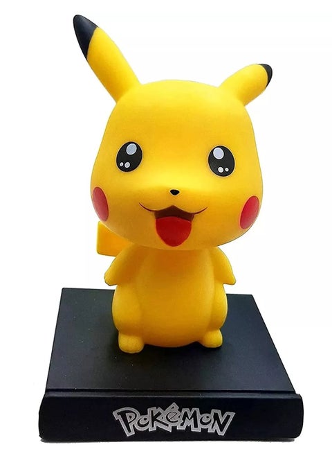 Pikachu Pokemon Action Figure Limited Edition, Fictional Creature|Pokemon Series Character| Bobblehead with Mobile Holder for Car Dashboard, Office Desk & Study Table