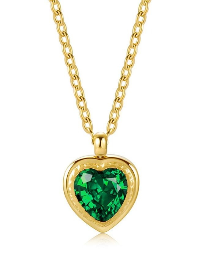 Andaazs Women’s Nova Heart Pendant Necklace – 18K Gold-Plated Chain with Green Cubic Zirconia – Elegant Romantic Jewelry - Image 1