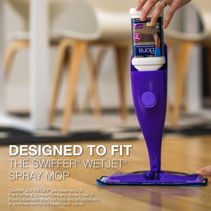 Bona Hardwood Floor Cleaner Bottle for use with Swiffer WETJET Spray Mop, makes 64 Fl Oz - Includes Filled Bottle + Concentrate Refill for Wood Floor Cleaning - Image 2