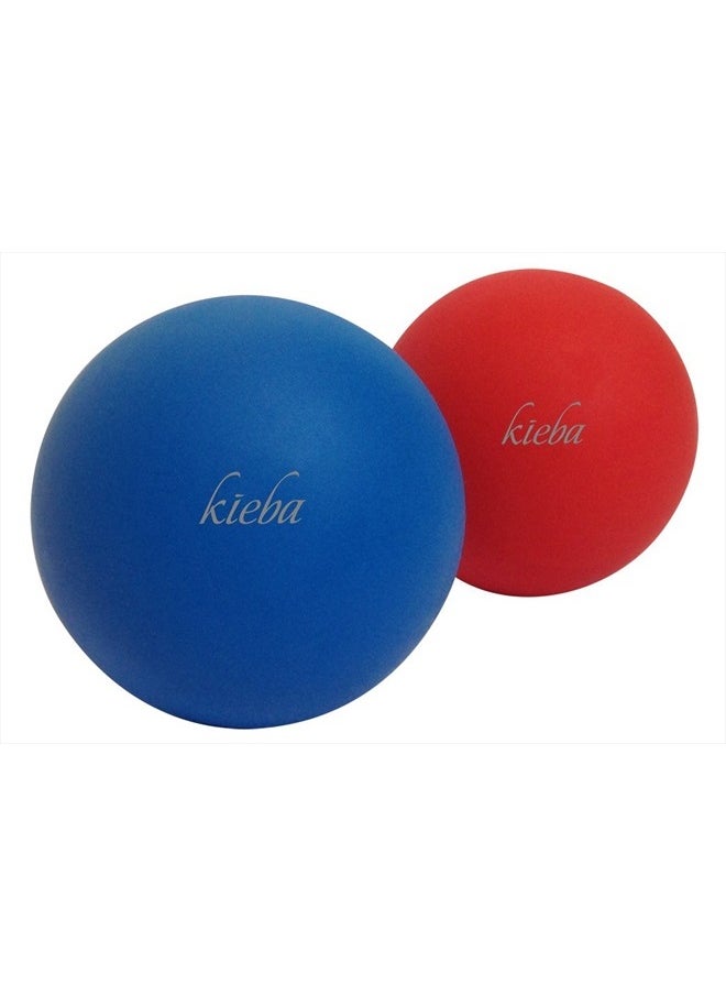 Kieba Massage Lacrosse Balls for Myofascial Release, Trigger Point Therapy, Muscle Knots, and Yoga Therapy. Set of 2 Firm Balls (Blue and Red)  - Image 1