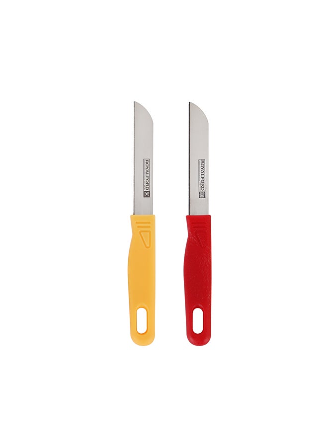 Royalford 2Pieces Fruit Knife Premium Quality High Grade Extra-Sharp Ss Blade With Strong Pp Handle Multi Color Color 18.5X2 Cm Assorted - Image 1