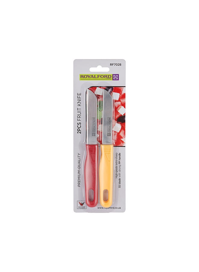 Royalford 2Pieces Fruit Knife Premium Quality High Grade Extra-Sharp Ss Blade With Strong Pp Handle Multi Color Color 18.5X2 Cm Assorted - Image 2