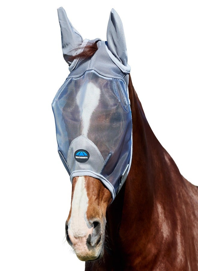 WeatherBeeta ComFiTec Durable Mesh Fly Mask with Ears, Grey, Extra Large - Image 1