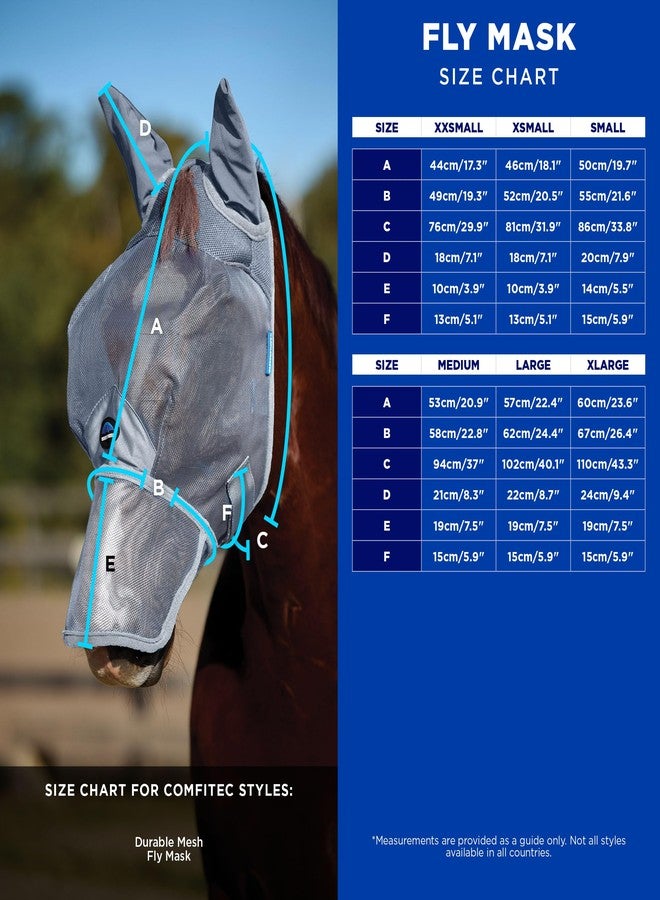 WeatherBeeta ComFiTec Durable Mesh Fly Mask with Ears, Grey, Extra Large - Image 2