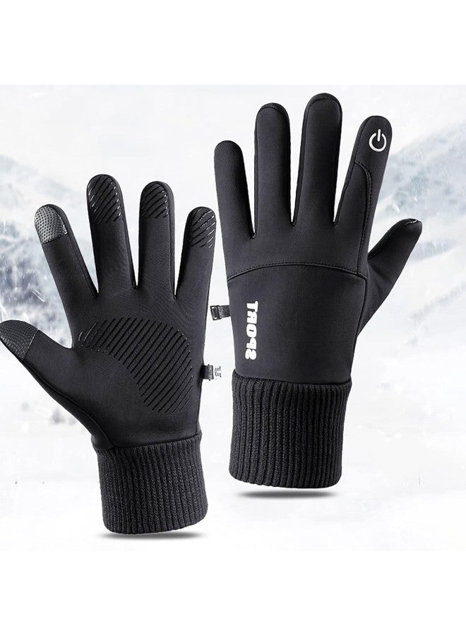 klarako Winter Warm Gloves with Touchscreen fingers for Men and Women, Windproof and Rainproof & Anti-Slip Design Fingers Touch Screen Thermal Gloves for Running Cycling Hiking Driving Sking (Medium, black)  - Image 2
