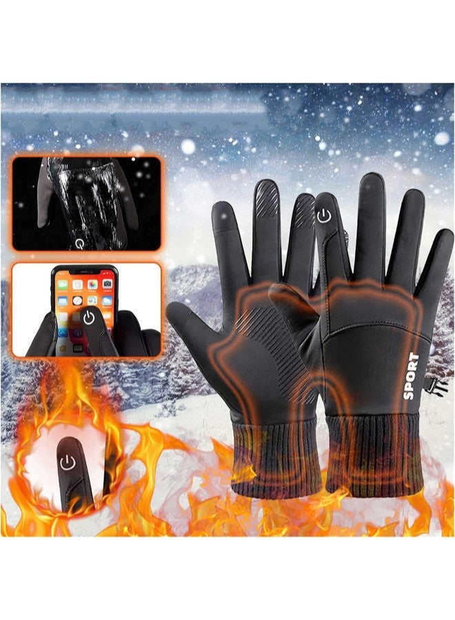 klarako Winter Warm Gloves with Touchscreen fingers for Men and Women, Windproof and Rainproof & Anti-Slip Design Fingers Touch Screen Thermal Gloves for Running Cycling Hiking Driving Sking (Medium, black)  - Image 1
