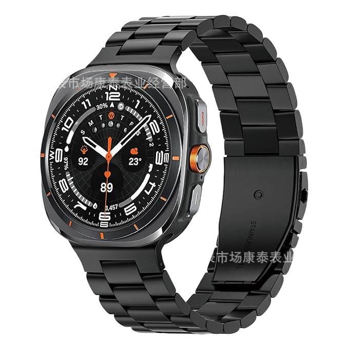 Adjustable Stainless Steel Link Smartwatch Band Compatible with Samsung Galaxy Watch 7 with Fit Replacement Strap in Black for Daily Wear - Image 4