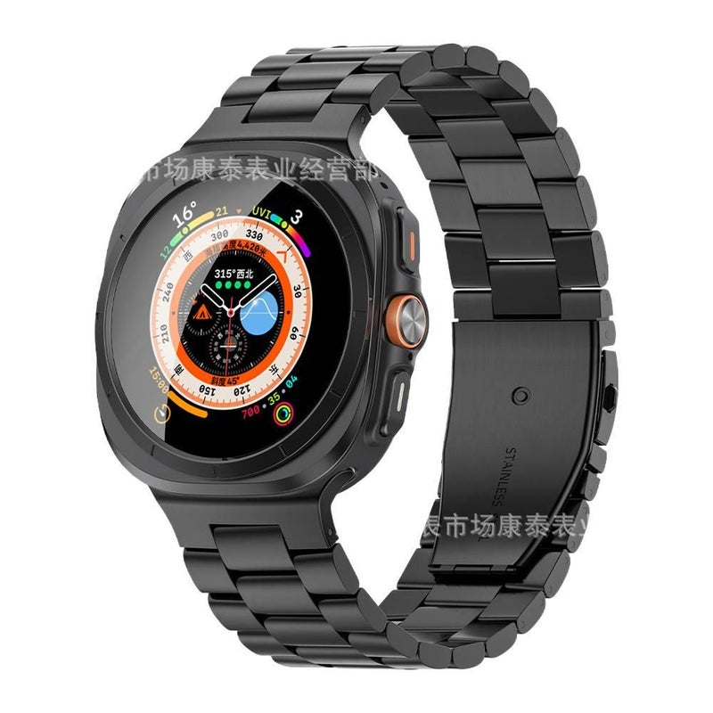 Adjustable Stainless Steel Link Smartwatch Band Compatible with Samsung Galaxy Watch 7 with Fit Replacement Strap in Black for Daily Wear - Image 1