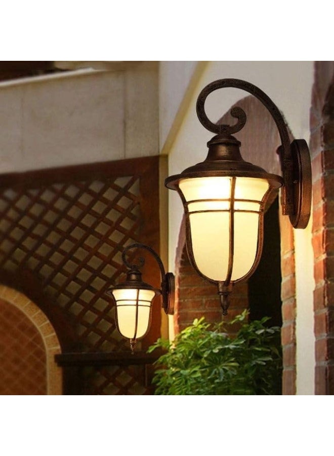 Vintage Outdoor Wall Lamp, Fog Glass, Antique Brass Finish, Porch and Entrance Lighting - Image 2