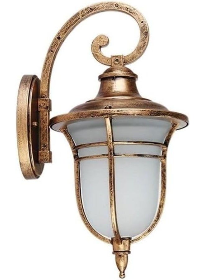 Vintage Outdoor Wall Lamp, Fog Glass, Antique Brass Finish, Porch and Entrance Lighting - Image 3