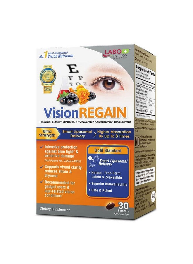LABO Nutrition VisionREGAIN - Smart Liposomal Delivery, up to 8X Higher Absorption, 20mg FloraGLO Lutein, zeaxanthin, Superba Krill, AstaReal Astaxantin, Supports Vision Health, 30 softgels - Image 1