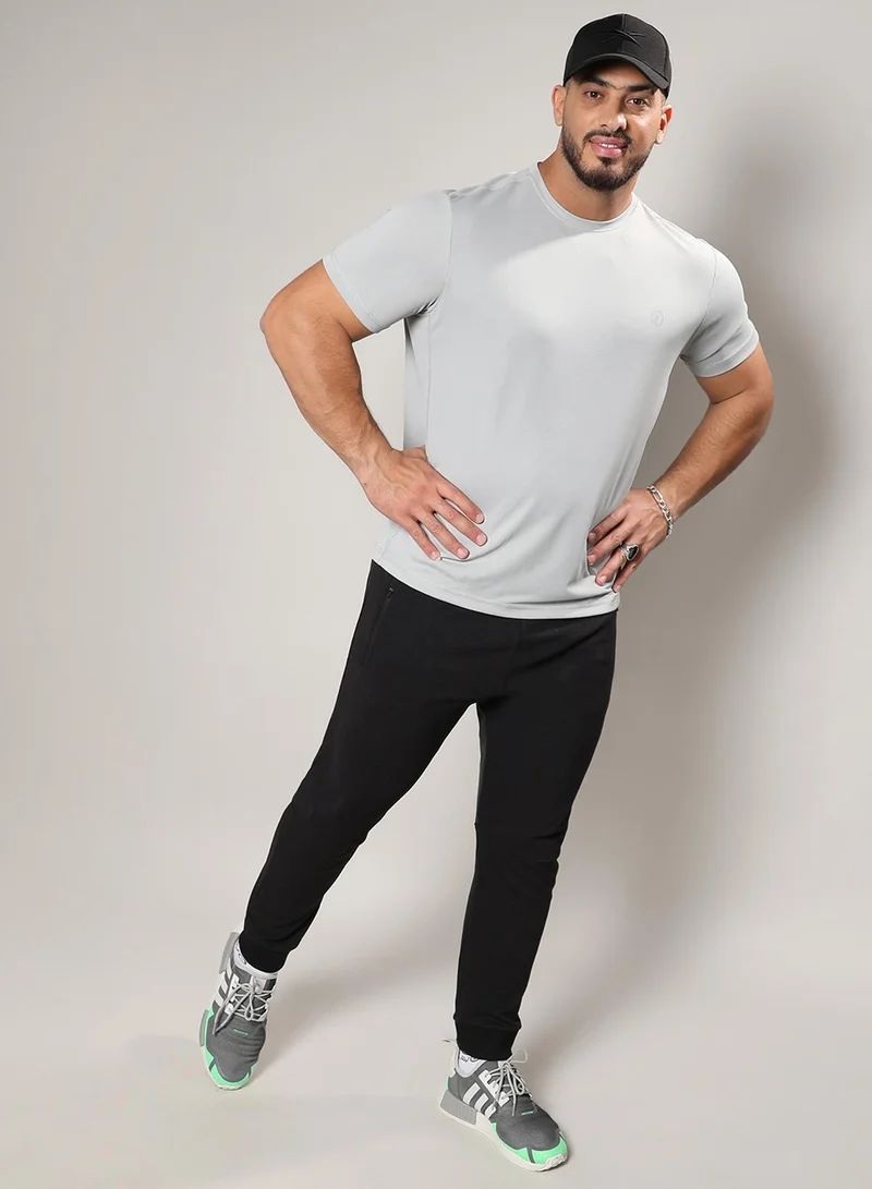Instafab Plus Instafab Plus Men's Light Grey Basic Activewear T-Shirt For Casual Wear | Crew Neck | Short Sleeve | Pull On Closure | Jersey T-Shirt Crafted With Comfort Fit For Everyday Wear