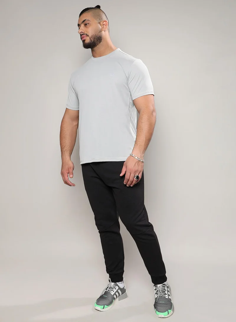 Instafab Plus Instafab Plus Men's Light Grey Basic Activewear T-Shirt For Casual Wear | Crew Neck | Short Sleeve | Pull On Closure | Jersey T-Shirt Crafted With Comfort Fit For Everyday Wear