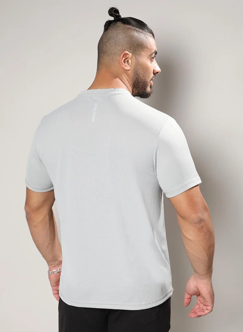 Instafab Plus Instafab Plus Men's Light Grey Basic Activewear T-Shirt For Casual Wear | Crew Neck | Short Sleeve | Pull On Closure | Jersey T-Shirt Crafted With Comfort Fit For Everyday Wear