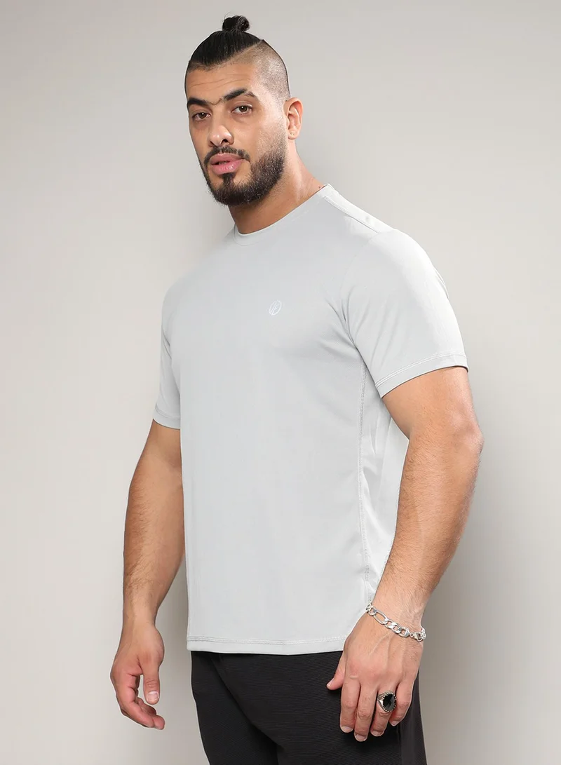 Instafab Plus Instafab Plus Men's Light Grey Basic Activewear T-Shirt For Casual Wear | Crew Neck | Short Sleeve | Pull On Closure | Jersey T-Shirt Crafted With Comfort Fit For Everyday Wear