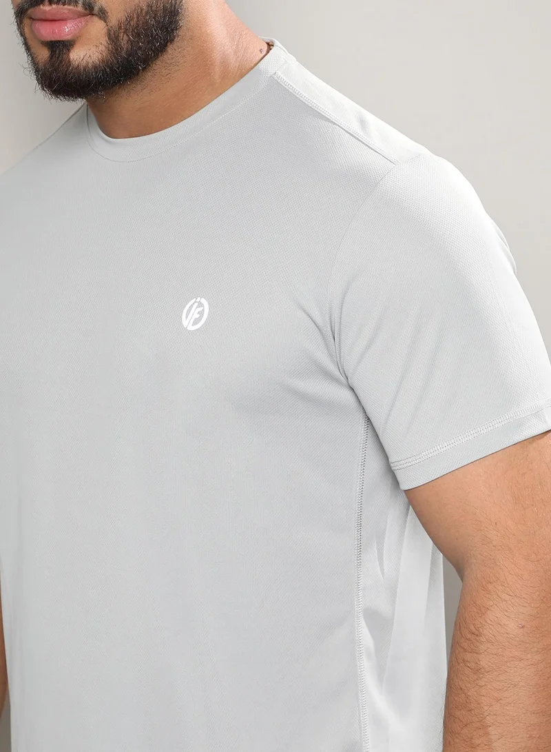 Instafab Plus Instafab Plus Men's Light Grey Basic Activewear T-Shirt For Casual Wear | Crew Neck | Short Sleeve | Pull On Closure | Jersey T-Shirt Crafted With Comfort Fit For Everyday Wear