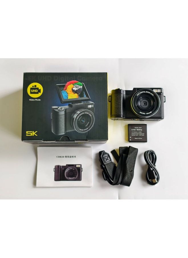 Generic 5K Flip Screen WIFI HD Digital Camera CCD Smart Beauty Selfie Filter Vlog Micro Single Camera-Body Color:R2h Black Standard  - Image 1