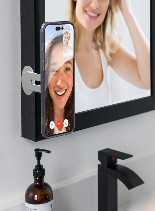 GALVANOX Magnetic Phone Holder, Fold-Away Swivel Stand Compatible with MagSafe for iPhone 12,13,14,15, 16 Pro Max | Bedroom Nightstand, Desk, Kitchen and More (Low Profile Sidemount/Under-Mount) - Image 4