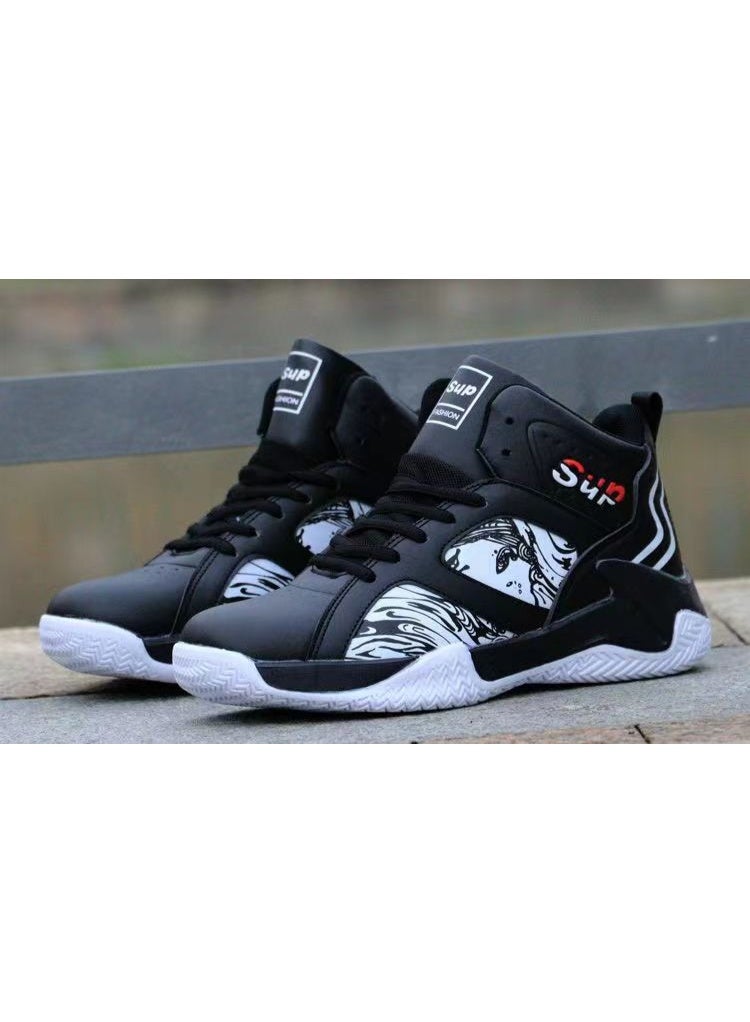 SUP أحذية كلاسيكية عالية الرقبة للرجال ذات نعل سميك مقاومة للاهتراء أحذية رياضية للجري في الربيع/الخريف للسفر في الهواء الطلق والترفيه والمشي لمسافات طويلة - Image 2