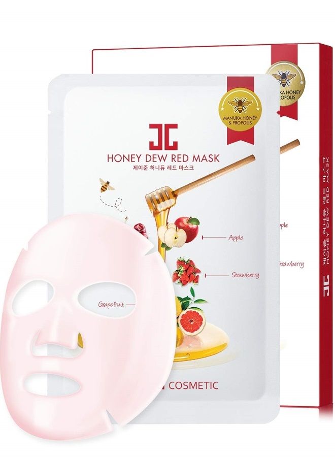 JAYJUN JJ JAYJUN Honey Dew Red Mask, Manuka Honey, Antioxidant, Soothing, Hydrating, 0.84Fl. Oz, Pack of 5 Sheets - Image 2