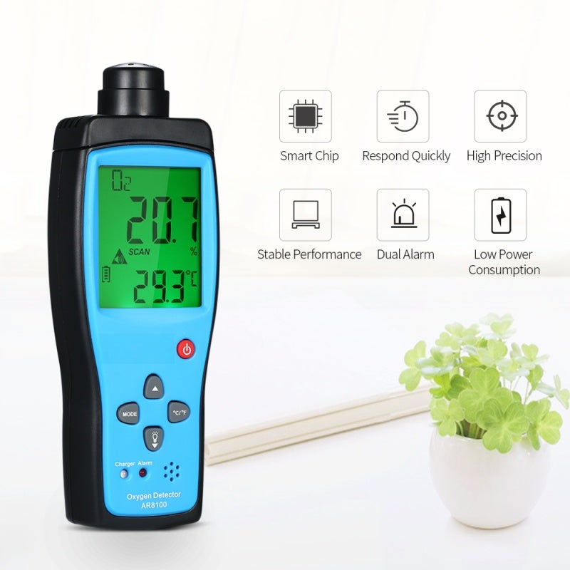 SMART SENSOR Handheld Oxygen Meter 0-25% Detection Range - High Precision Electrochemical Sensor O2 Gas Tester With 2.7-Inch LCD Screen For Air Quality Testing Professionals - Image 4