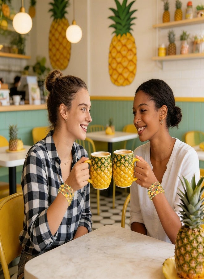 BVGA Summer Bracelet for Women Pineapple Cuff Bracelets Jeweled Tropical Fruit Bracelets Summer Beach Jewelry Outfits Accessories Gifts (Style A) - Image 4