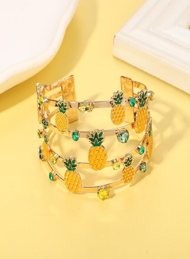 BVGA Summer Bracelet for Women Pineapple Cuff Bracelets Jeweled Tropical Fruit Bracelets Summer Beach Jewelry Outfits Accessories Gifts (Style A) - Image 5