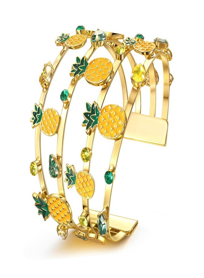 BVGA Summer Bracelet for Women Pineapple Cuff Bracelets Jeweled Tropical Fruit Bracelets Summer Beach Jewelry Outfits Accessories Gifts (Style A) - Image 1
