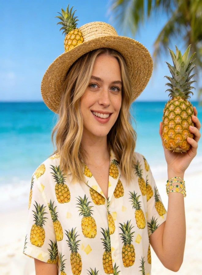 BVGA Summer Bracelet for Women Pineapple Cuff Bracelets Jeweled Tropical Fruit Bracelets Summer Beach Jewelry Outfits Accessories Gifts (Style A) - Image 3