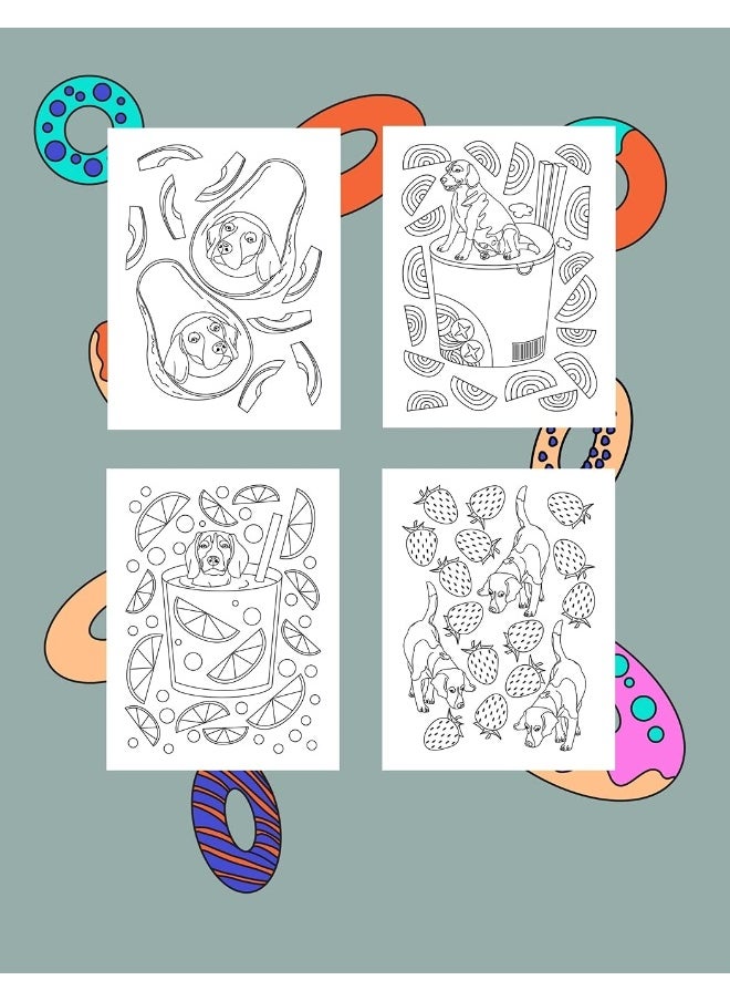 Kawaii Food and Beagle Coloring Book: Coloring Books for Adults, Coloring Book with Food Menu and Funny Beagle, Dog Lover Coloring Page  - Image 2