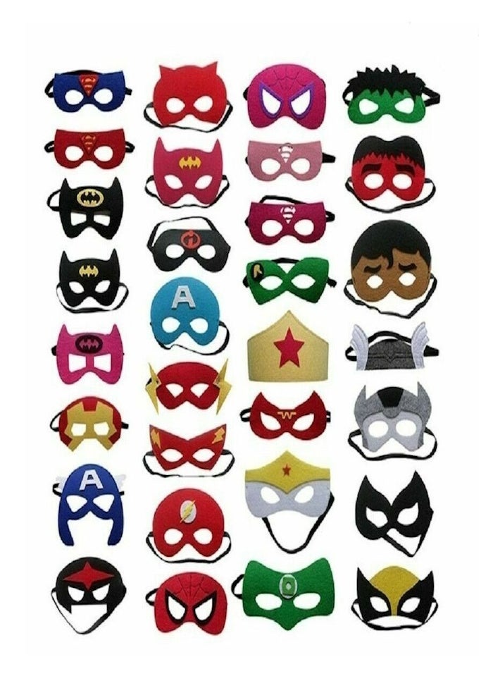 JOLLITY LLC Superhero Masks Party Favors for Kids Fancy Dress Felt and Elastic Birthday Favors Types for Children (32 pcs)  - Image 1