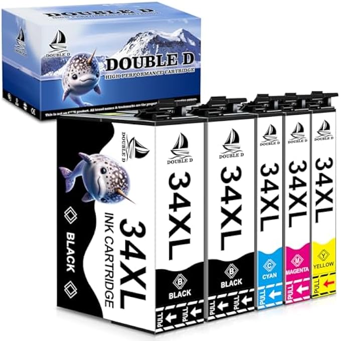 34XL PRINTER CARTRIDGES FOR EPSON 34XL COMPATIBLE WITH EPSON WORKFORCE PRO WF-3720 WF-3725 WF-3720DWF WF-3725DWF (2 BLACK, 1 CYAN, 1 MAGENTA, 1 YELLOW) - Image 2