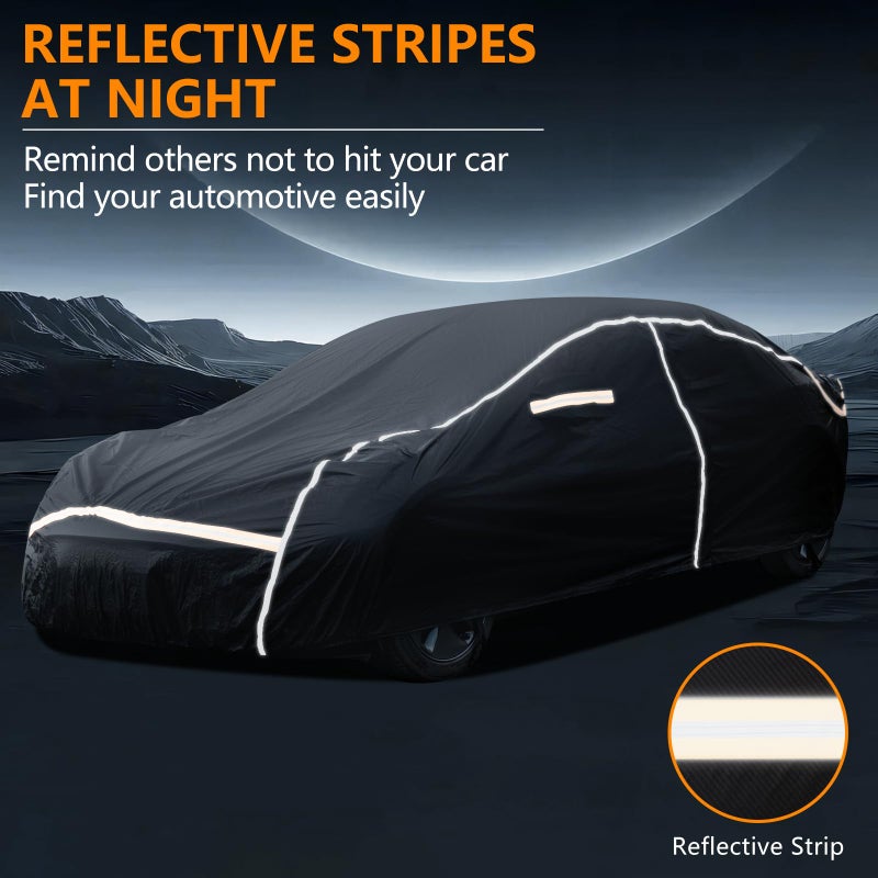 WMCHEYI Car Cover Waterproof All Weather,6 Layers Car Covers for Automobiles, Full Exterior Cover with Zipper, Outdoor Car Cover Sun UV Rain Snow Wind Protection, Fit for 185"(185*70*59 inch)Sedan - Image 3