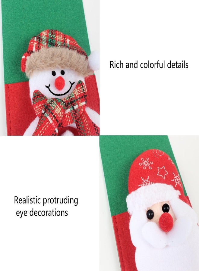 SOACH 4pcs/set Christmas Silverware Holder Pockets, Santa Snowman Reindeer Design, Red and Green Felt Christmas Utensil Holders Party Dinner Table Supplies (Excluding Silverware） - Image 4