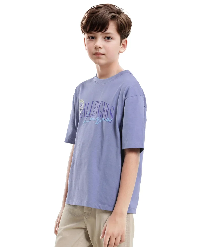 Rare Ones Rare Ones Kids Josh Light Purple Cotton Solid Slip-On Oversized Fit T-Shirt