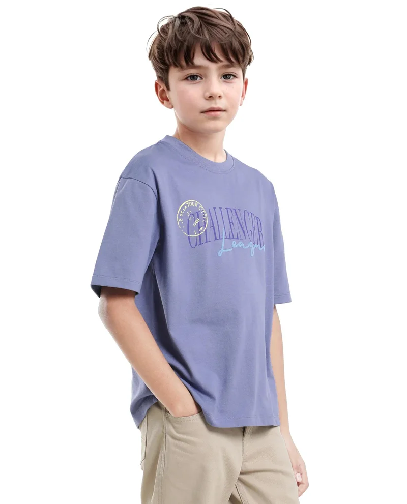 Rare Ones Rare Ones Kids Josh Light Purple Cotton Solid Slip-On Oversized Fit T-Shirt