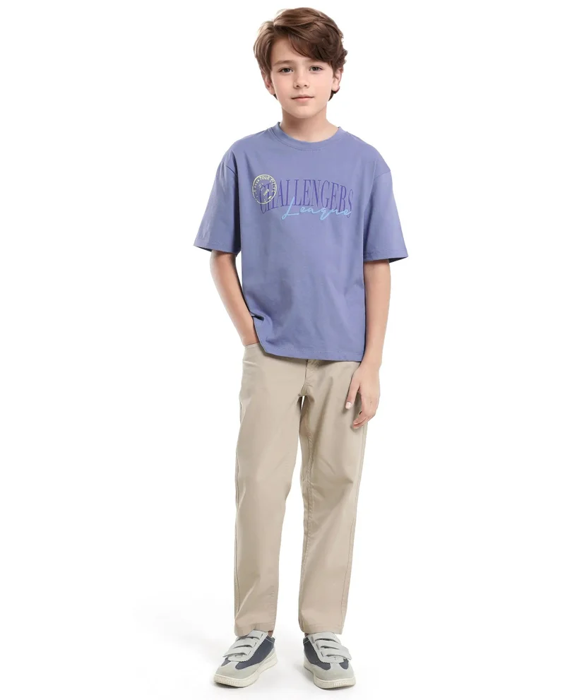 Rare Ones Rare Ones Kids Josh Light Purple Cotton Solid Slip-On Oversized Fit T-Shirt