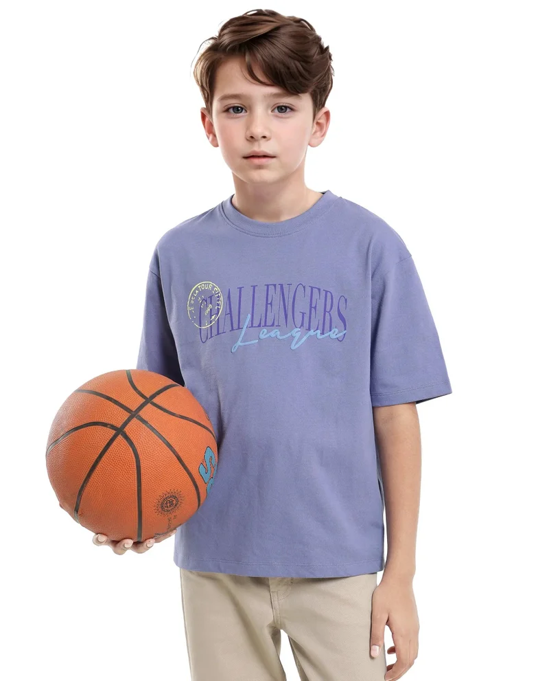 Rare Ones Rare Ones Kids Josh Light Purple Cotton Solid Slip-On Oversized Fit T-Shirt