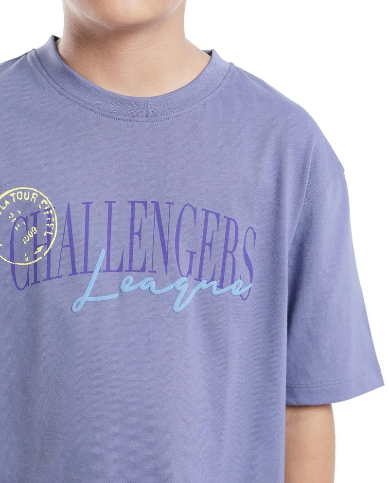 Rare Ones Rare Ones Kids Josh Light Purple Cotton Solid Slip-On Oversized Fit T-Shirt