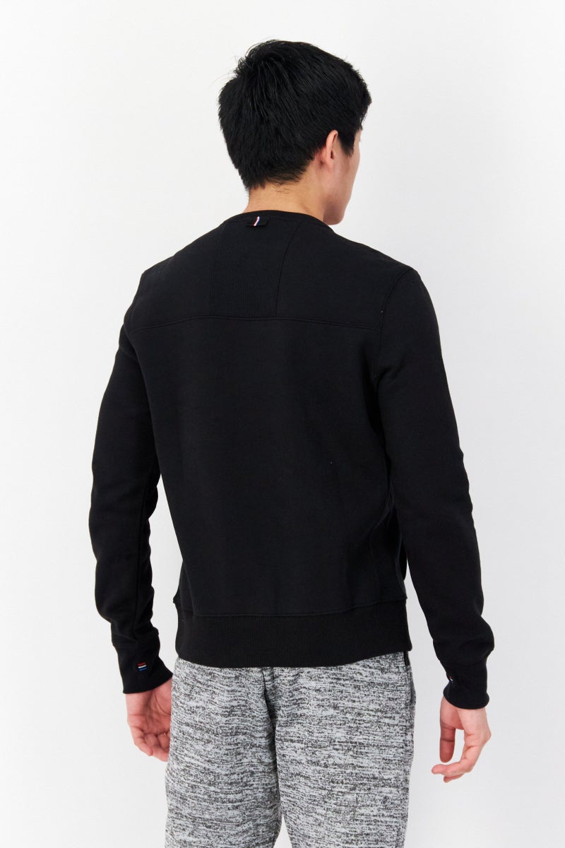 Fourlaps سويت شيرت رجالي بأكمام طويلة وطباعة جرافيك على شكل طاقم، أسود - Image 3